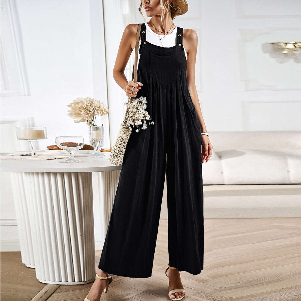 Wide Leg Jumpsuit Diyun Women S Solid Color Overalls Summer Loose Wide Leg Jumpsuit Pants