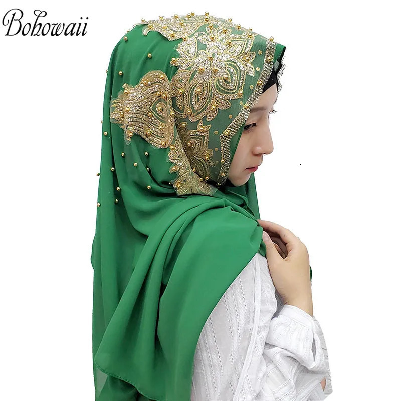 BOHOWAII Sequins Diamonds Panuelos Hijab Scarf Shawl Abaya Headscarf Turbantes Handkerchief Long Chiffon Kopftuch Femme Musulman 250517