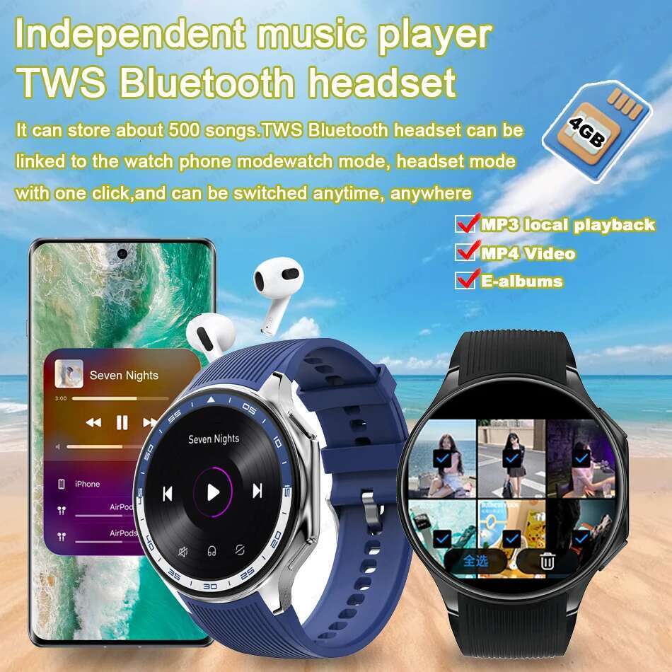 2025 New OPPO X Smart Watch 4G Memory Music Video Bluetooth Call IP68 Waterproof AMOLED Smartwatch For TWS Earphones