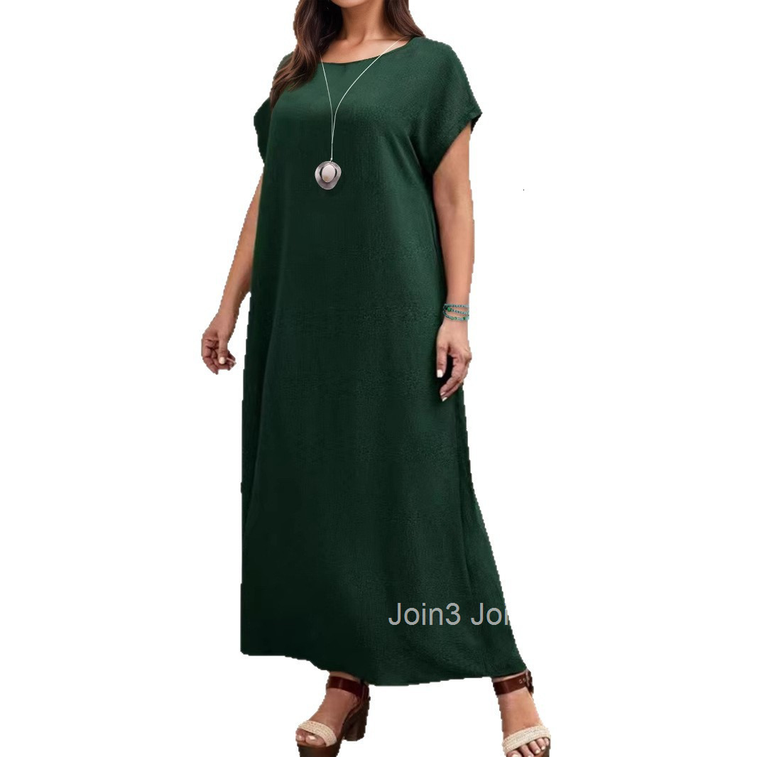 Summer Round Neck Elegant Long Dress for Plus Size Women