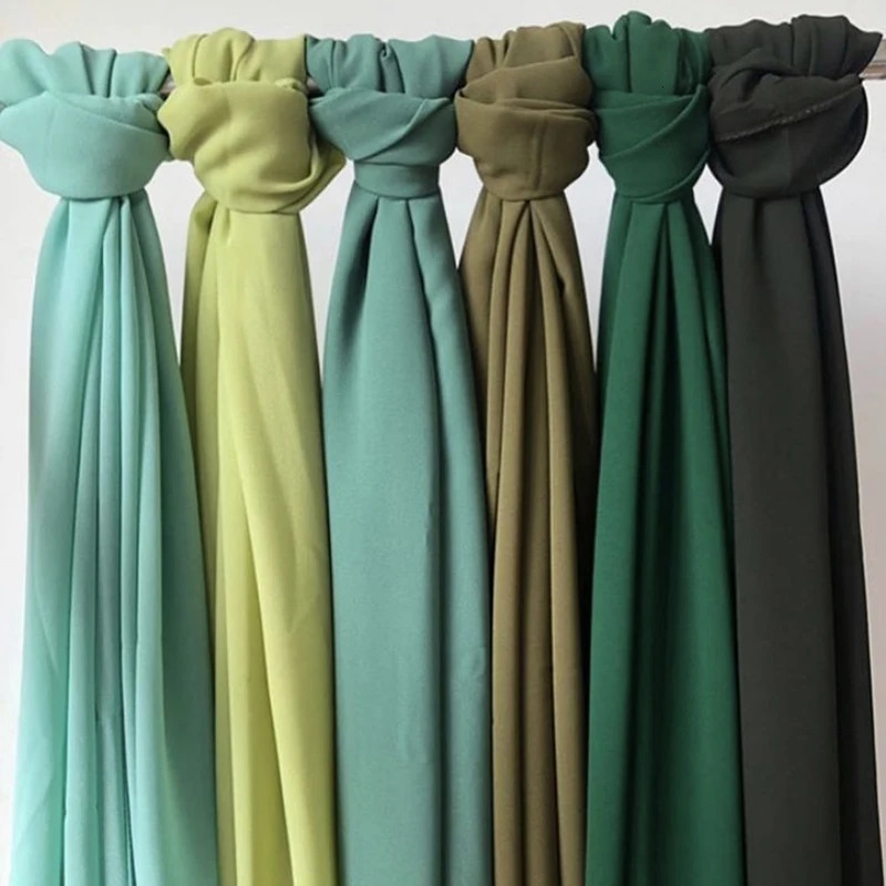 5PCSBox Plain Hijab Bubble Chiffon Scarf Women Solid Color Muslim Shawls Hijabs Headband Islamic Headscarf Foulard Femme 250517