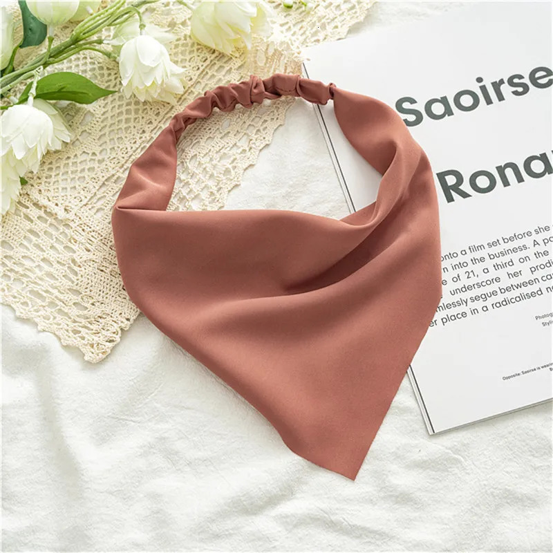 Ruoshui Woman Girls Solid Summer Head Scarf Chiffon Triangle Bandanas Women Elastic Hairband Hair Accessories Headwear Ornaments 250516
