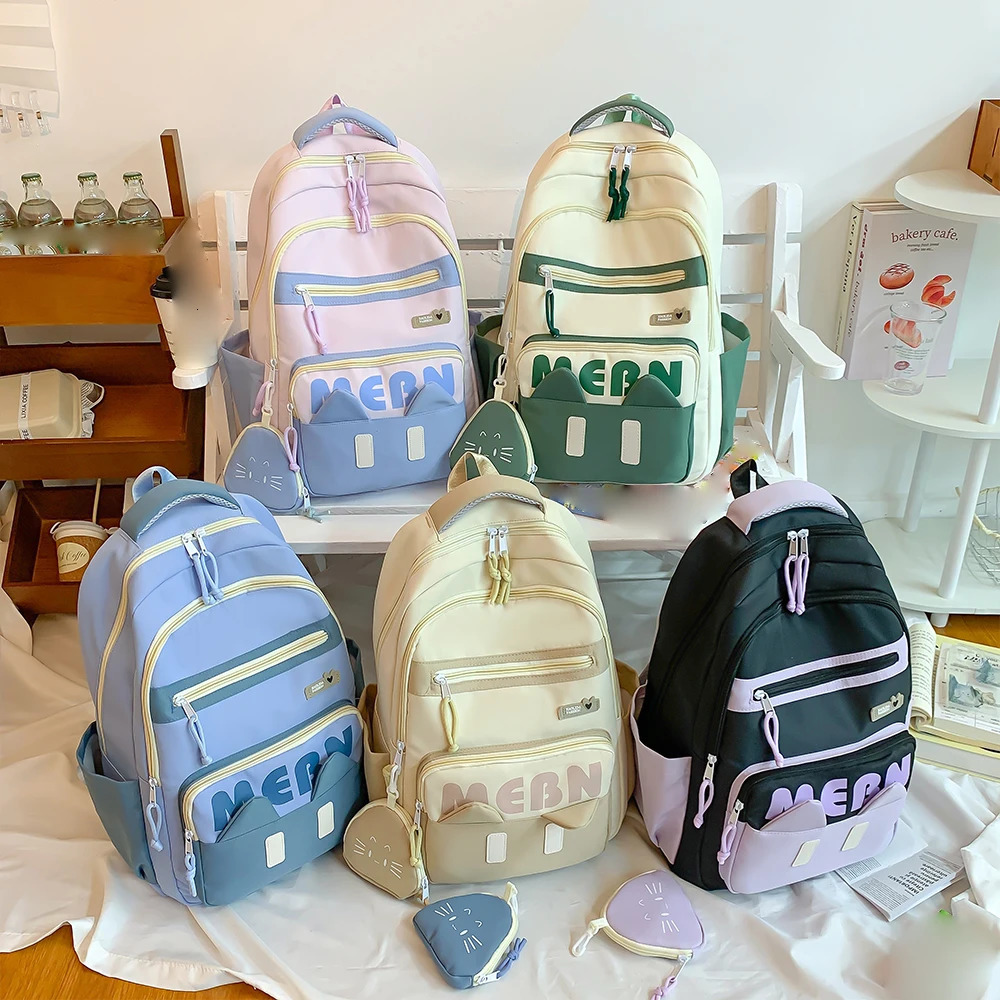 High Capacity Female Backpack for Junior High School High-Value Student Shoulder Bag 250514
