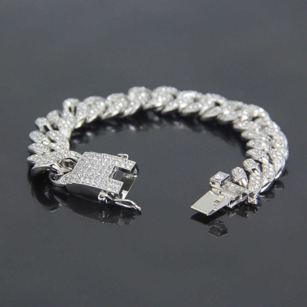 Hip Hop Dia Cuban Chain Wide Icy Bling Link Bracelet for Hipster Jewelry Gift streetwear jewelry gift