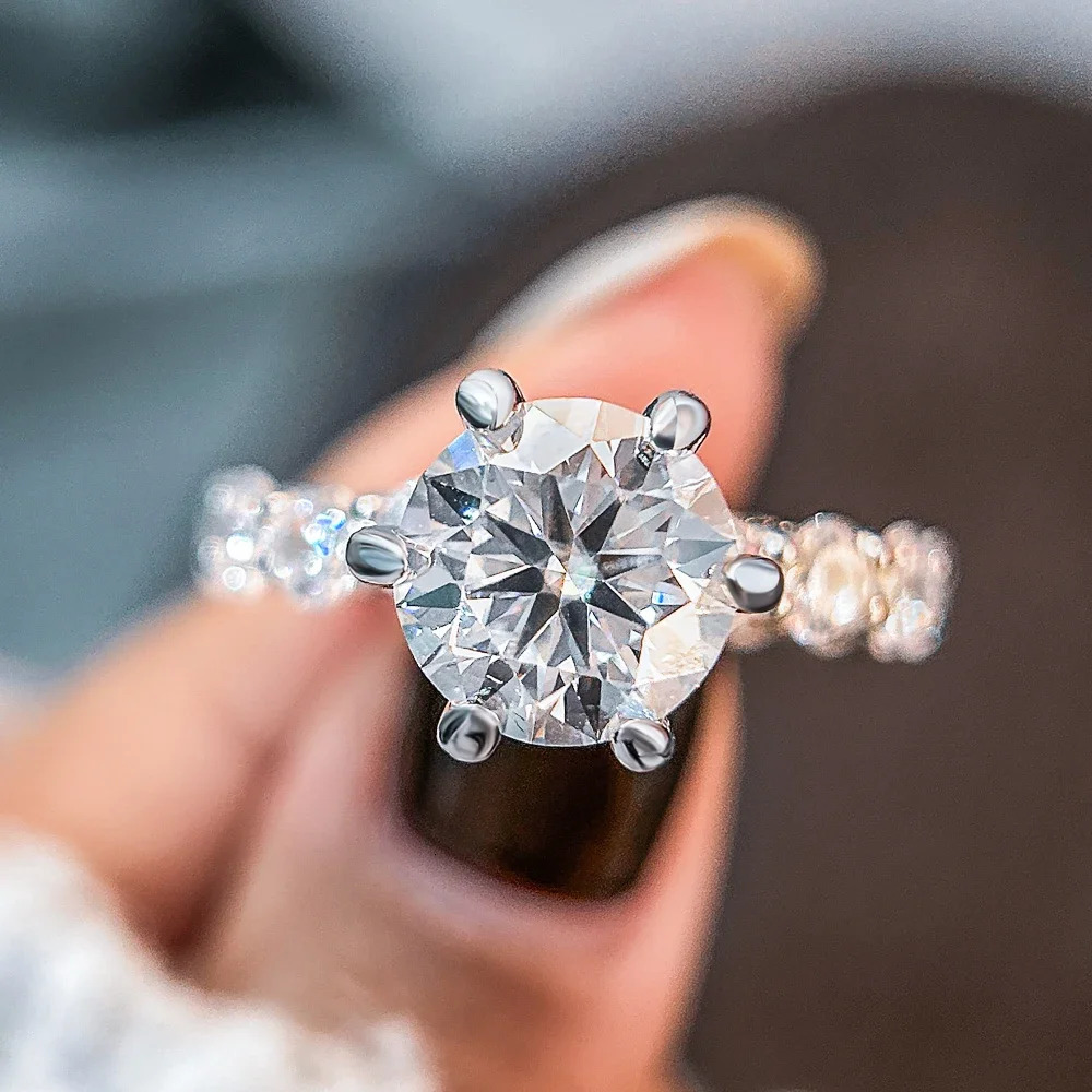 4Carat Engagement Rings With Certificate S925 Silver Hidden Halo Diamond Wedding Ring Band For Women Jewelry 250509