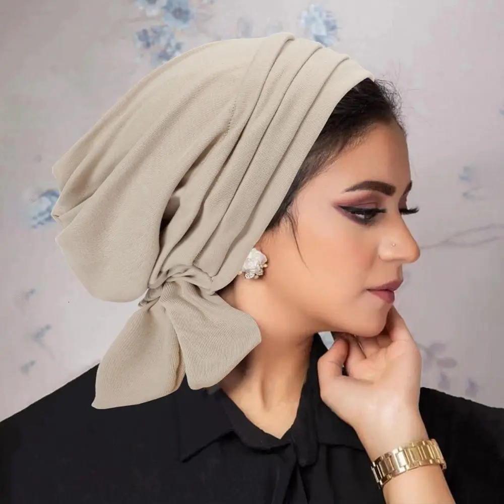 PreTied Muslim Women Hijab Bonnet Pleated Ruffle Turban Chemo Cap Underscarf Hair Loss Hat Islamic Cancer Headwear Scarf Mujer 250517