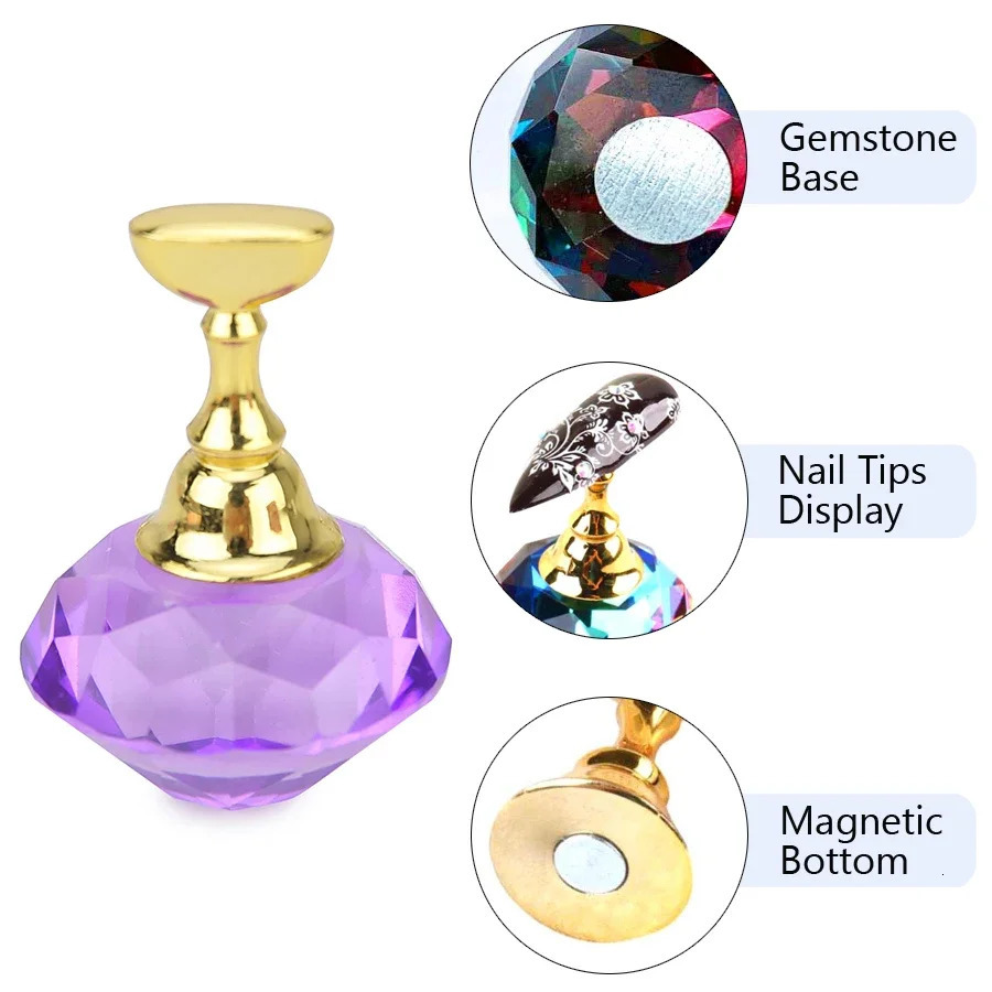 Magnetic Nail Display Stand Holder 5 Tips Practice Training Tips Crystal Base Nail Art Display Stand 250517