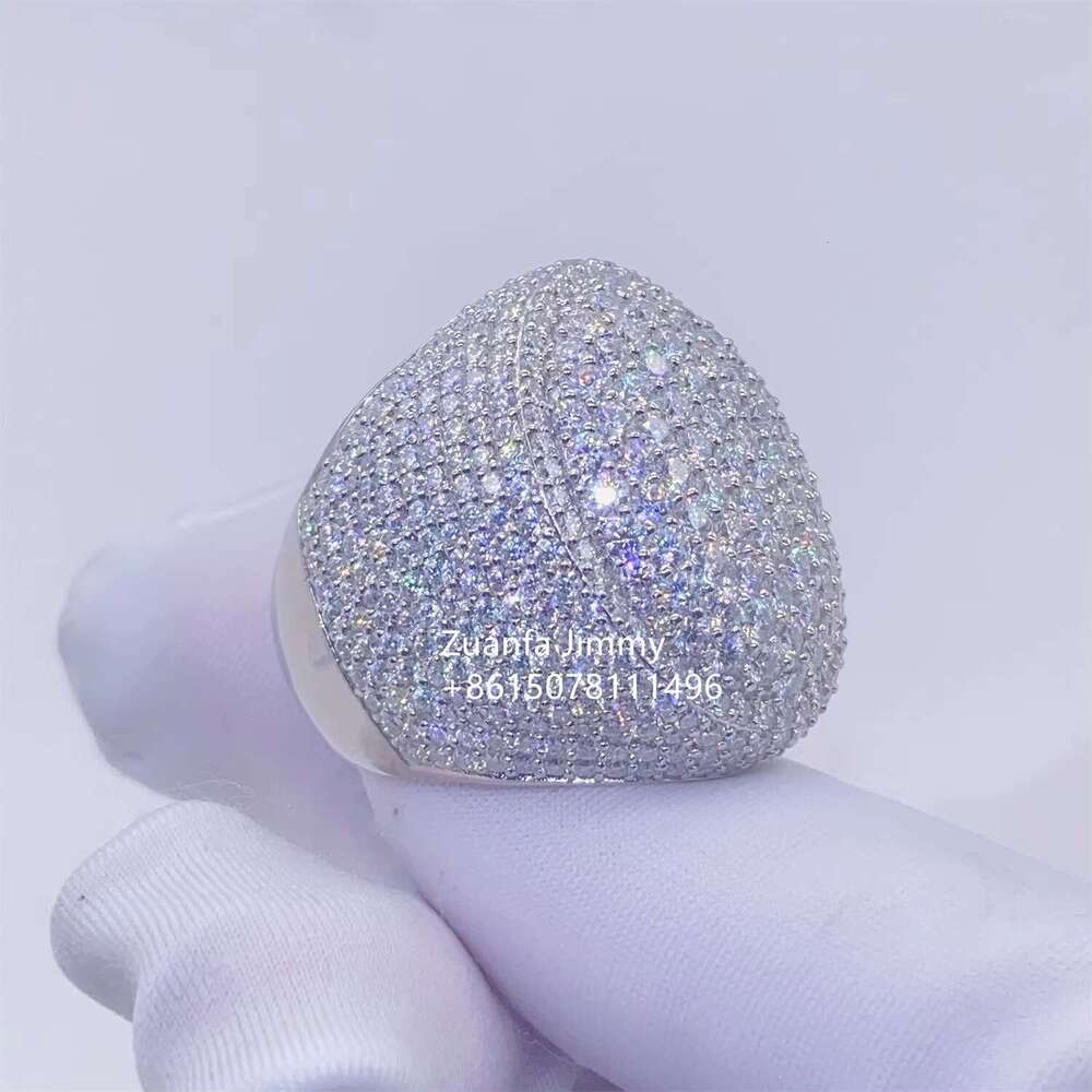 Pass tester chilled VVS1 silica rapper jewelry cool little finger hip-hop men's platinum gold-plated ring