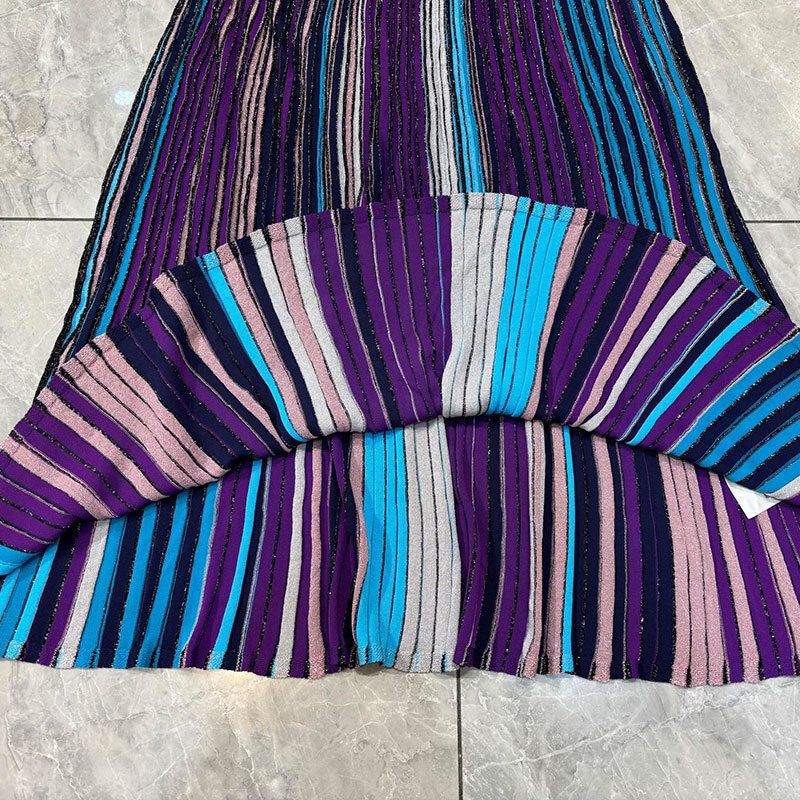 Summer Women's Gradient Striped Camisole Dress Two Colors Elegant Waist-Defining Sleeveless Maxi Gown New Arrival Fashion Classic Luxury Clothes 