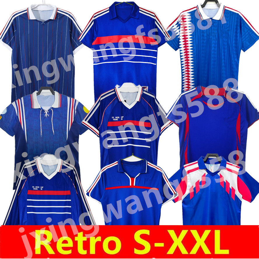 1998 HENRY retro home away soccer jerseys 1982 84 86 88 90 96 98 00 02 04 06 ZIDANE MAILLOT DE FOOT football shirt REZEGUET DESAILLY Classic Vintage Jersey