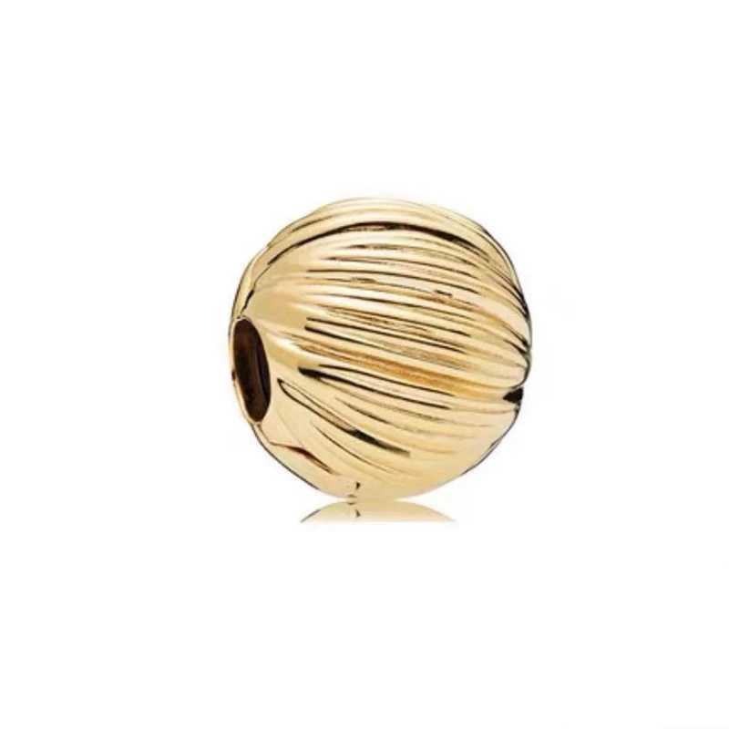 DIY Jewelry Gift Golden Band of Hearts Polished Feathered Studded Clip Charm Beads Fit Original 925 Sterling Silver Pan BraceletXJ250517