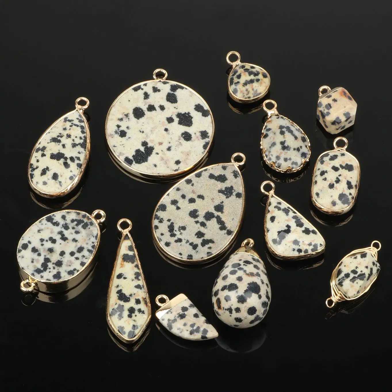 1pcs Natural Stone Dalmatians Jasper Charms Pendants Connectors for Jewelry Making Diy Earrings Necklaces Bracelets AccoriesXJ250517