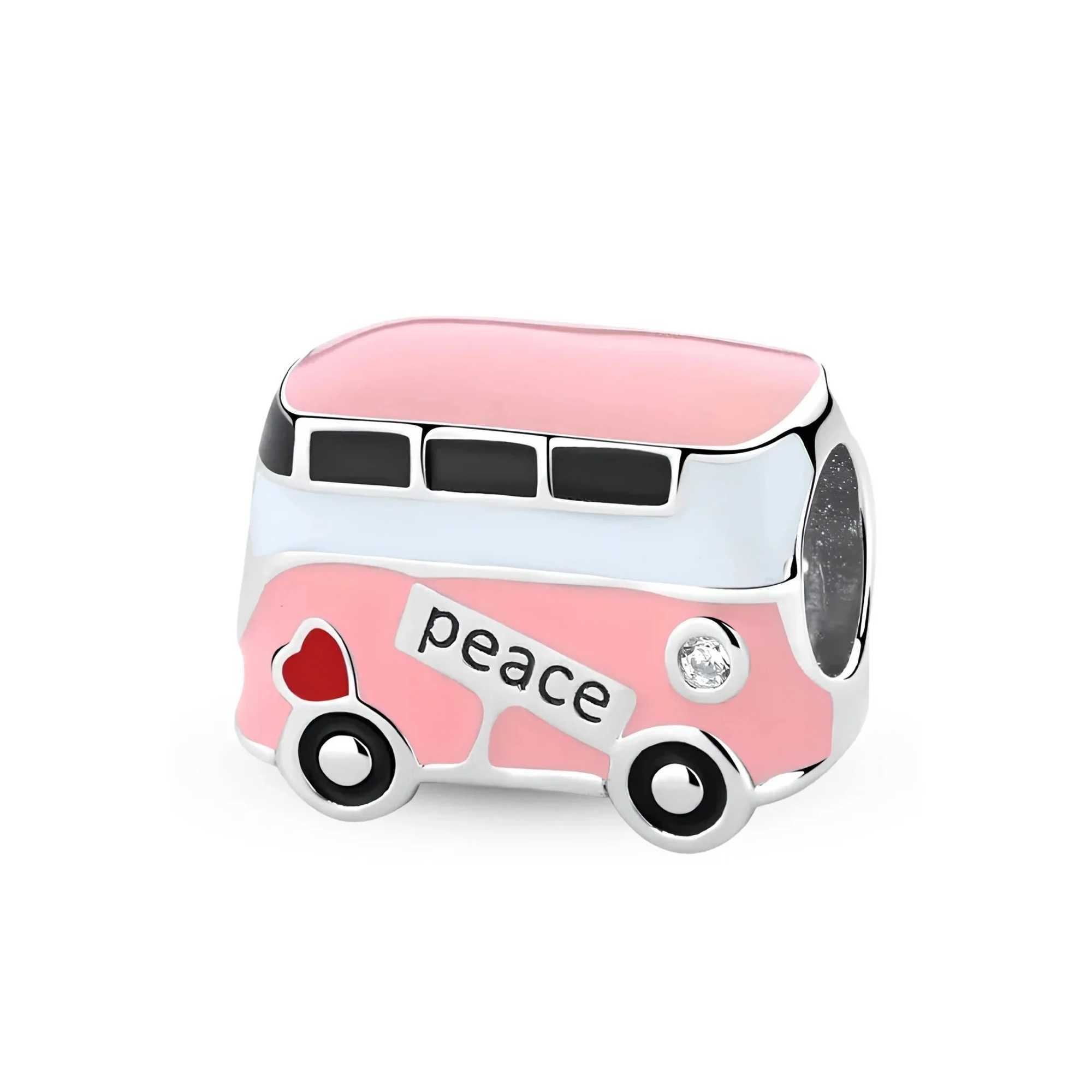 New Pink Series Charm Peace BusCherry Blossom- Dangle Bead Fit Original Silver 925 Pan Bracelet DIY JewelryXJ250517