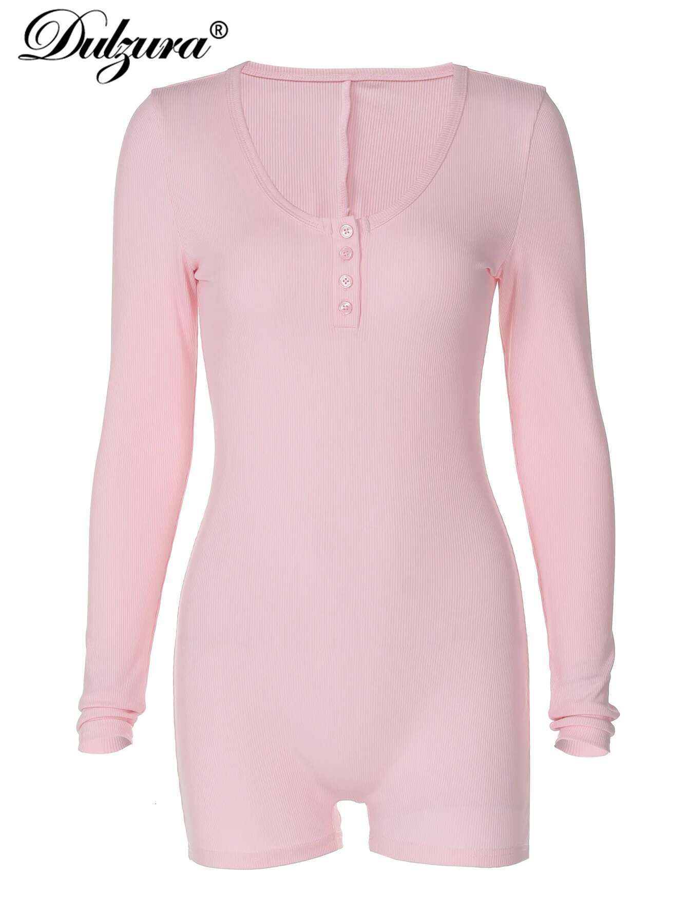 Dulzura Skinny Long Sleeve Playsuits Solid Bodycon Jumpsuits Rompers Evening Party Club Holiday Workout Sport Women Clothes Y2k