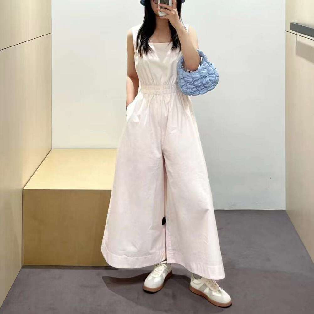 Wide Leg Jumpsuit CS Women S Pants Standard Edition Leg Square Neck Wide Strap Jumpsuit Summer New Product