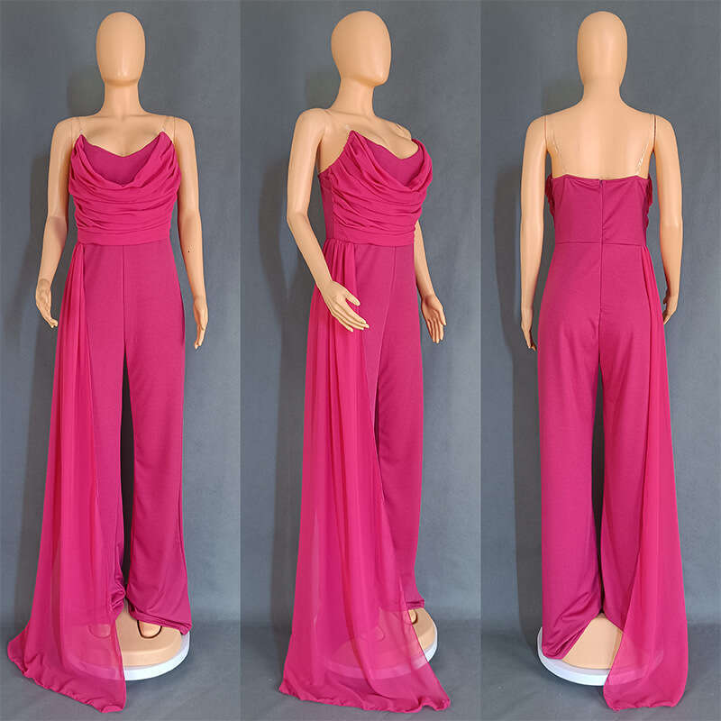 Wide Leg Jumpsuit Clothing Backless Invisible Suspender Women S Slim Fit Hip Hing Jumpsuit