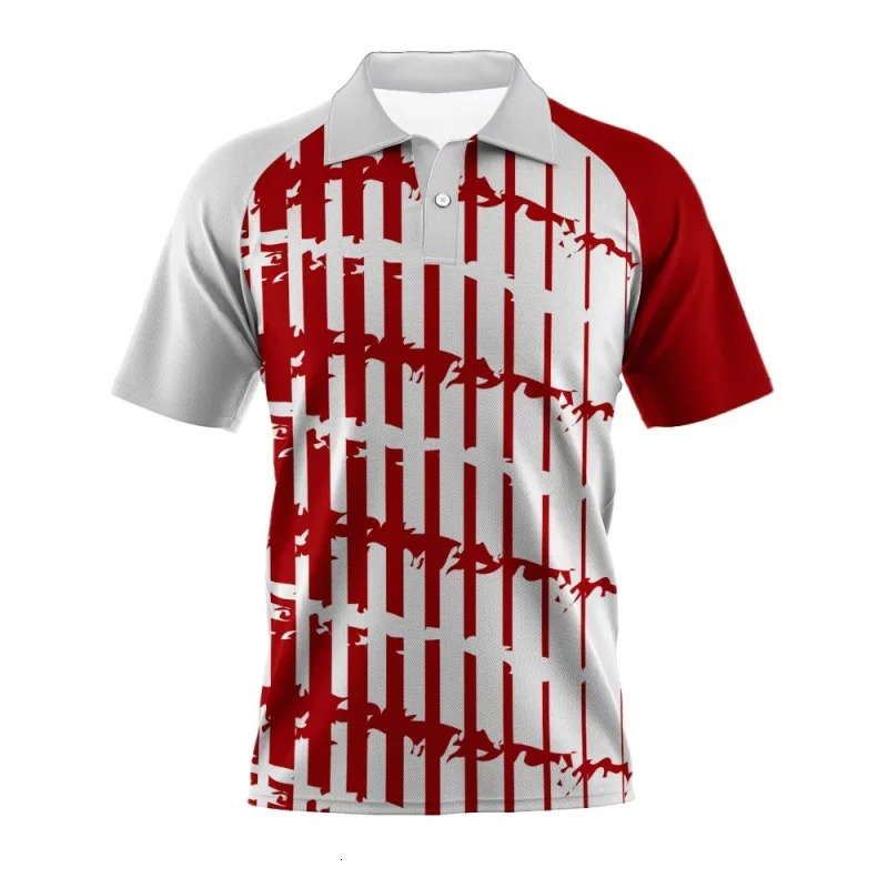 Stripe Geometry Polo Shirt For Men Colorful Pattern 3D Printed TShirts Summer Street Casual Short Sleeve Loose Tops Lapel Tees 250506Z