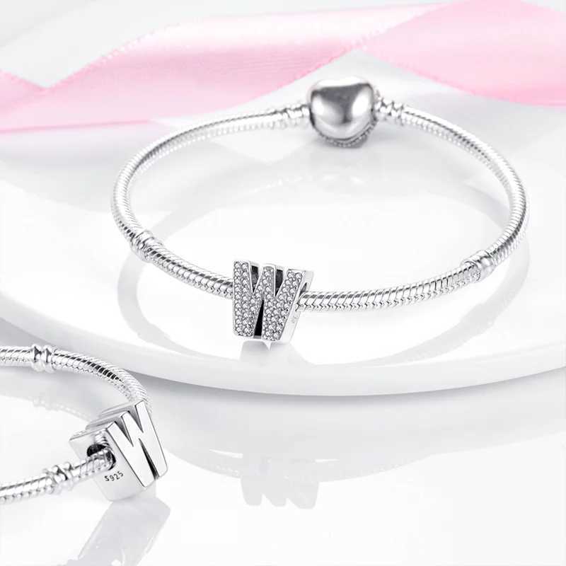 Silver 925 Charms Original Fit 3mm Original Bracelet Silver Classic 26 Letters Beads Diy Charm For Women JewelryXJ250517