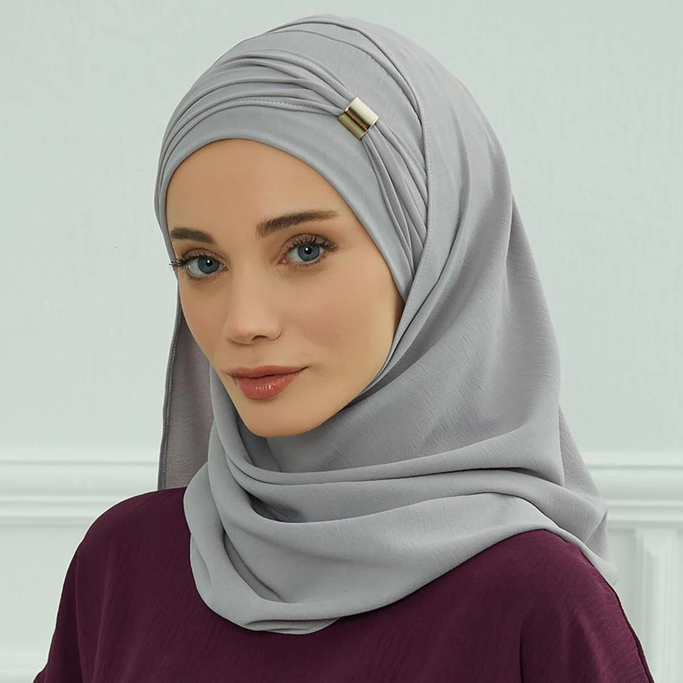 Plain Solid Hijab Womens Instant Turban Woman Khimar Underscarf Big Size 250517