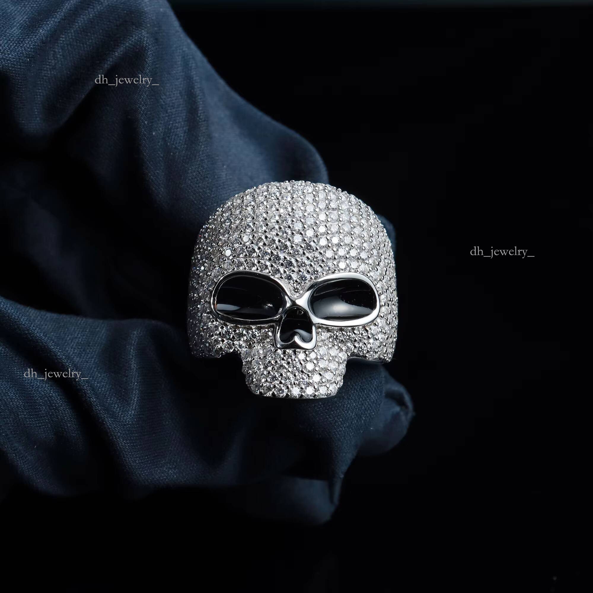 2025 Style Pass Tester Hip Hop Jewelry Sier Fully Eternity VVS Dia Moissanite Iced Out Skull Ring