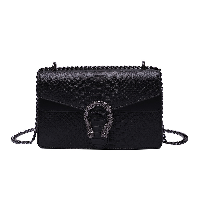 Luxury Brand Designer Bag Snake Pattern Single Shoulder Crossbody 2024 New Underarm Small Square Chain Bar Women's Bag