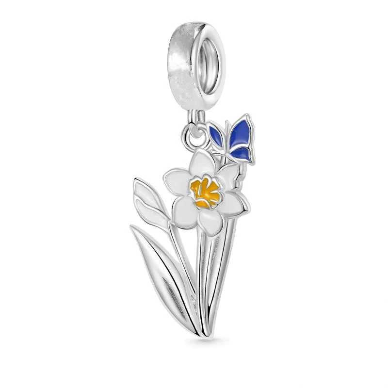 New DIY Charm Beads Jewelry Gift Black Red Roses Daisy Lily Plum blossom Tulip Fit Original 925 Sterling Silver BraceletXJ250517