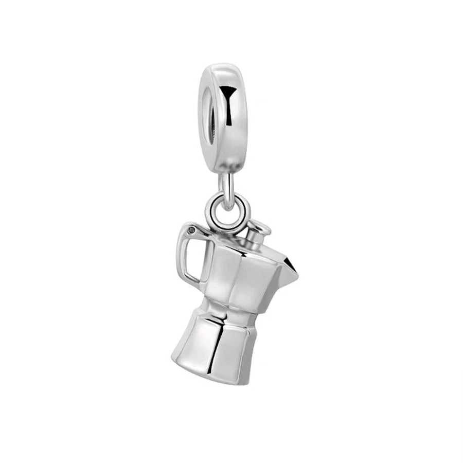 Hot Sale Distred Coffee Pot Spatula Frying Pan Dangle Charm Jewelry Bead Fit Original European925 Sterling Silver BraceletXJ250517