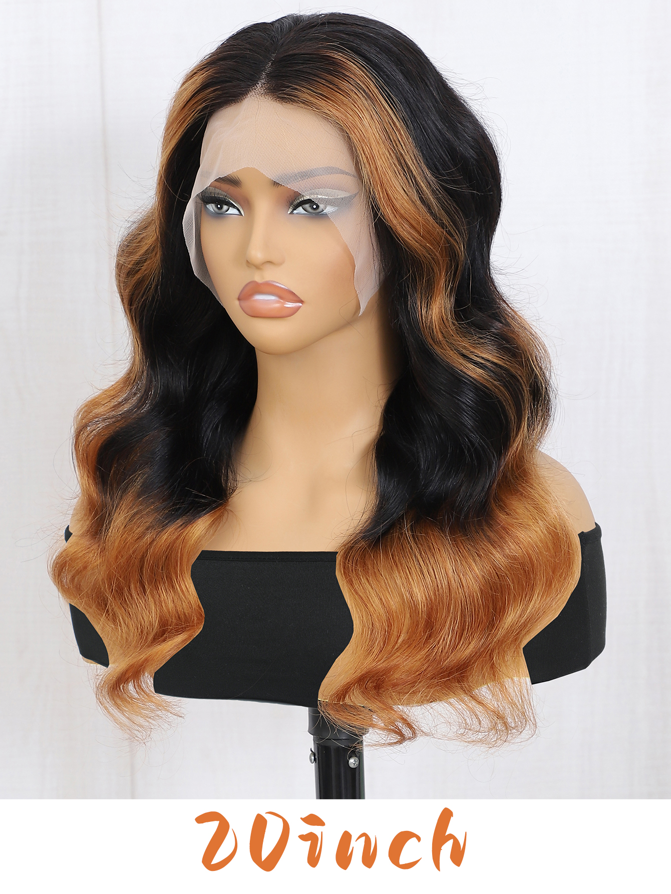 20-32 inches 13x6 HD lace front wig human hair | 1B/30 women's body wave human hair, free to sew natural hairline