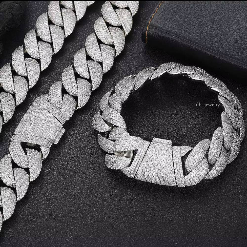 Nuoya High Quality 22mm Chunky Men Choker Jewelry Iced Out Full Dia Cuban Link Chain Necklace For Women