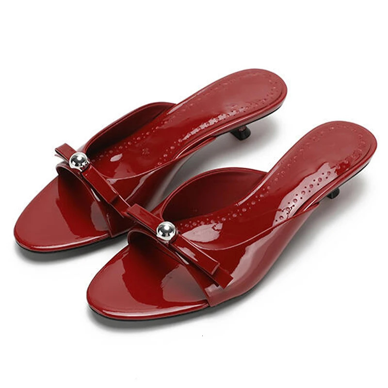 Summer Thin Low Heels Slippers Women Fashion Butterfly-knot Open Toe Sandals Female Slides Shoes 250516
