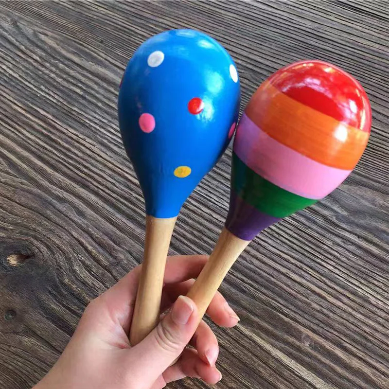 Wooden Maracas Big 19.5CM Kids Baby Rattles Egg Shaker Sand Hammer Toys Noisemakers For Party Favors Carnivals Festival Birthday Gifts