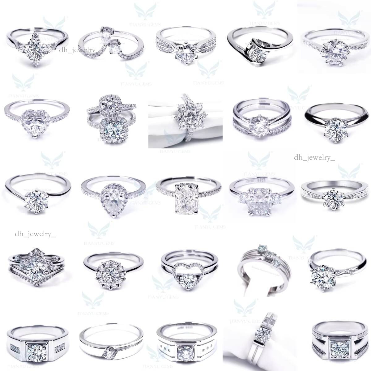 Tianyu Fine Jewelry Manufacturer 1 Ct Gold Plated Filled Sterling Sier Engagement Wedding Moissanite Ring for Women
