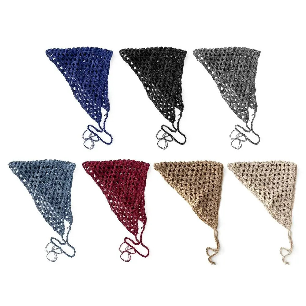 Womens Hand Crochet Bandanas Romantic Lace Headband Hairband Triangle Scarf Small Scarf 250516