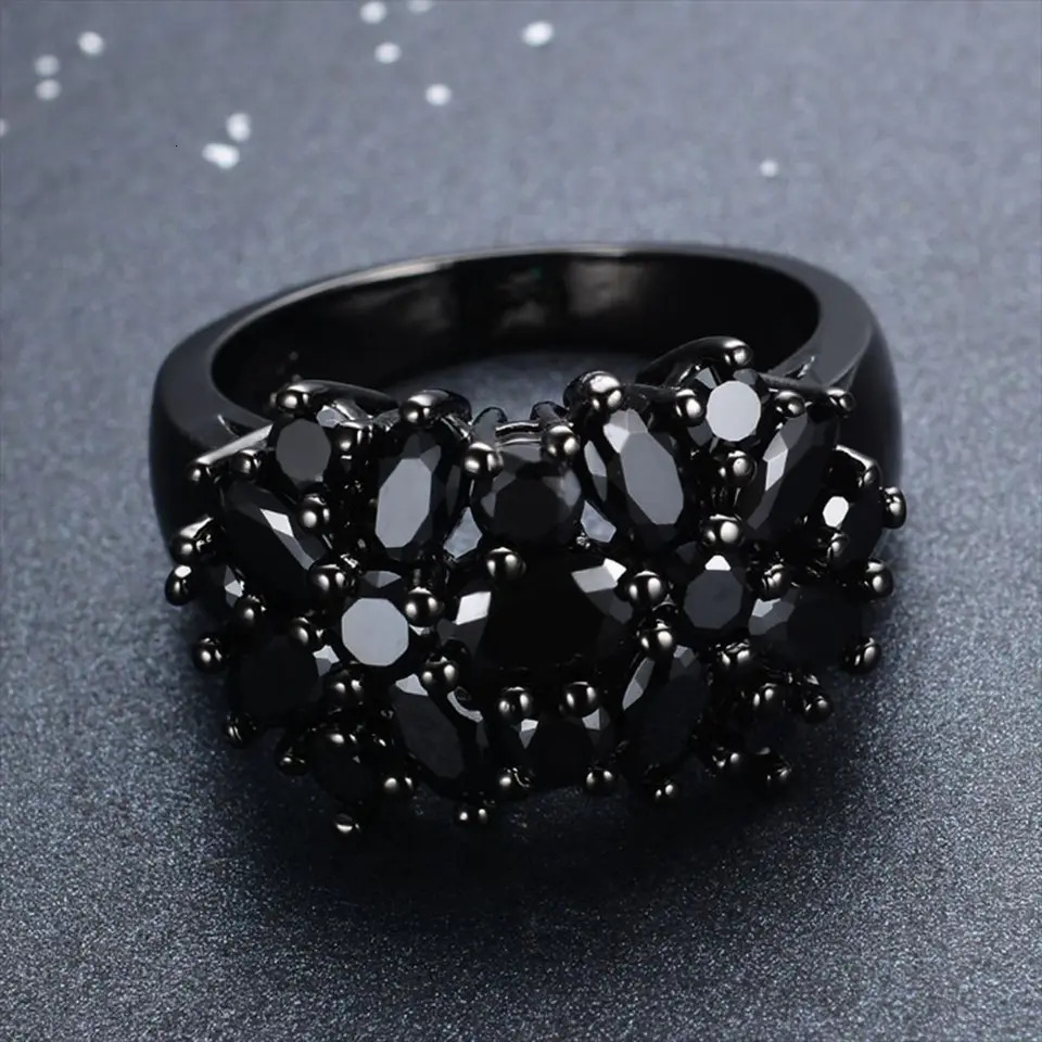 Fashion Copper Inlaid Ring Black Oval Border Rings Wedding Rings Women Men 250517
