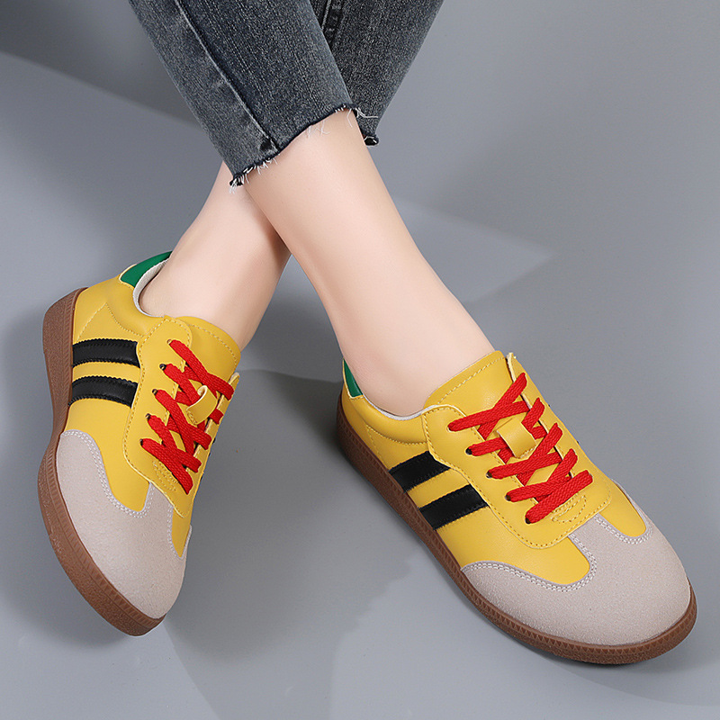 Free shipping for designer ladies 2025 cross-border large-sized casual flat shoes, color-matching retro ins sports sneakers, white sneakers, 35-44 siz