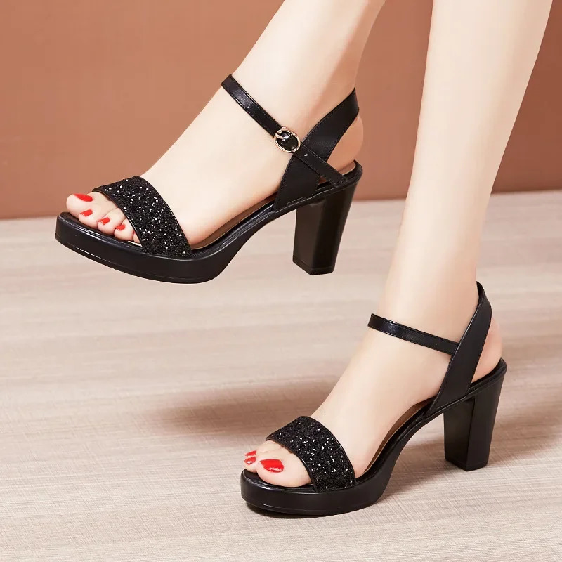 High quality sandals for women 8cm 10cm high heel 2025 summer size 32 33 42 43 platform open toe elegant shoe black gold silver 250515