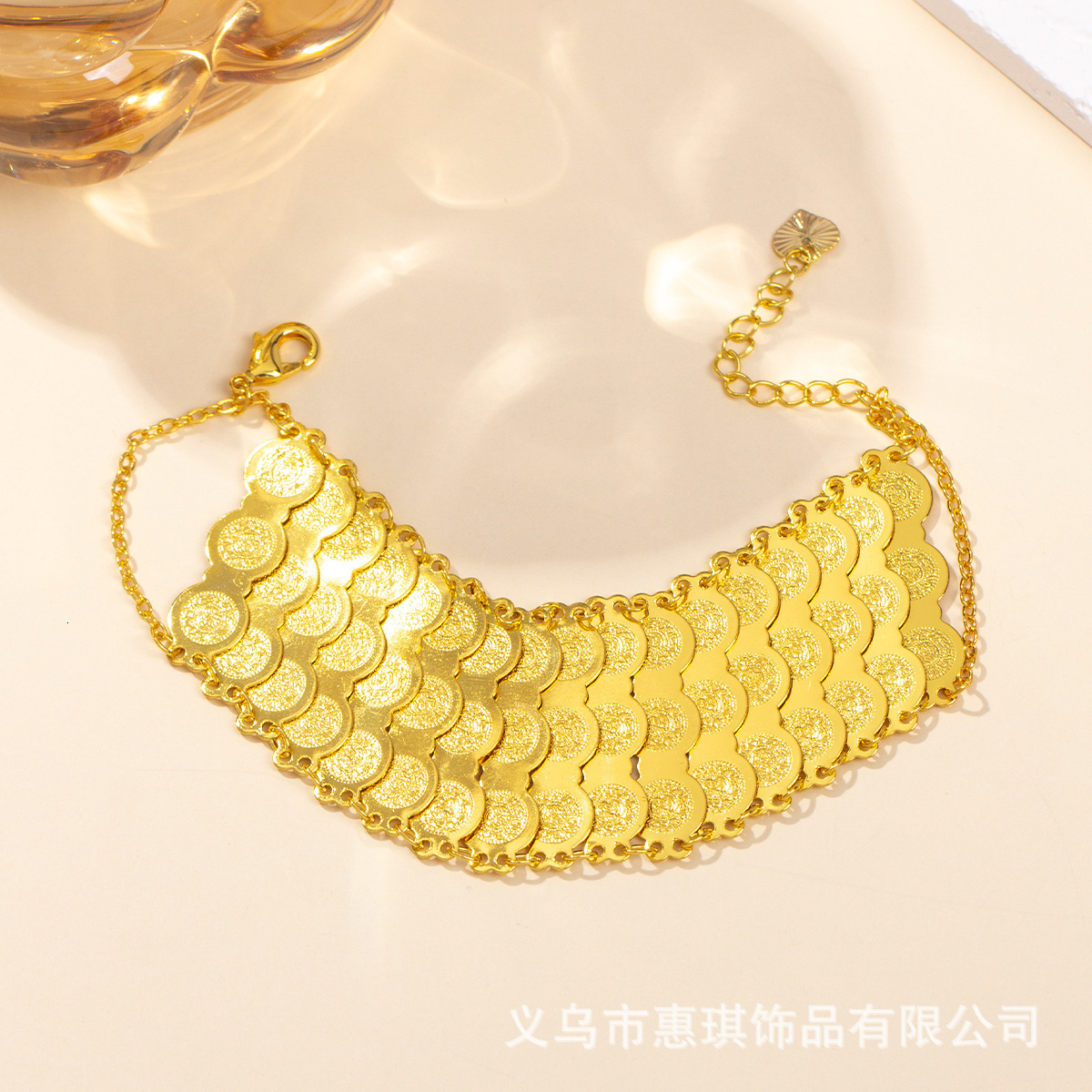 Gold Plated Coin Bangle African Bracelets Jewelry Dubai Middle East Arab Bridal Ornament for Women Girls 241115