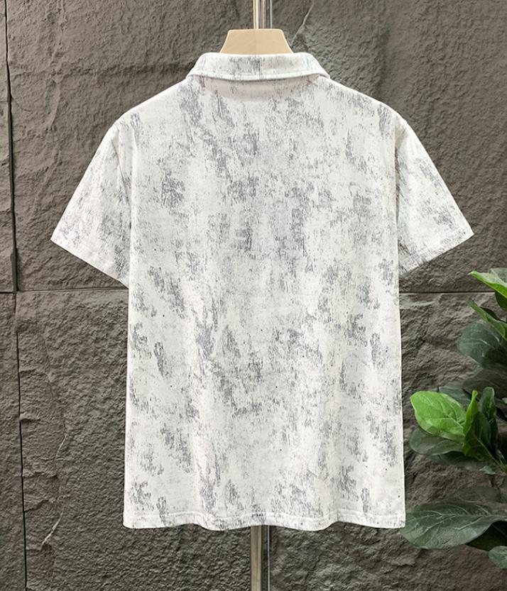 Men's TShirts European Men Short Sleeve Summer Personality Trend Heavy Industry Drill Flower Sequin Slim Fit Tshirt Tee Shirt Homme 230411