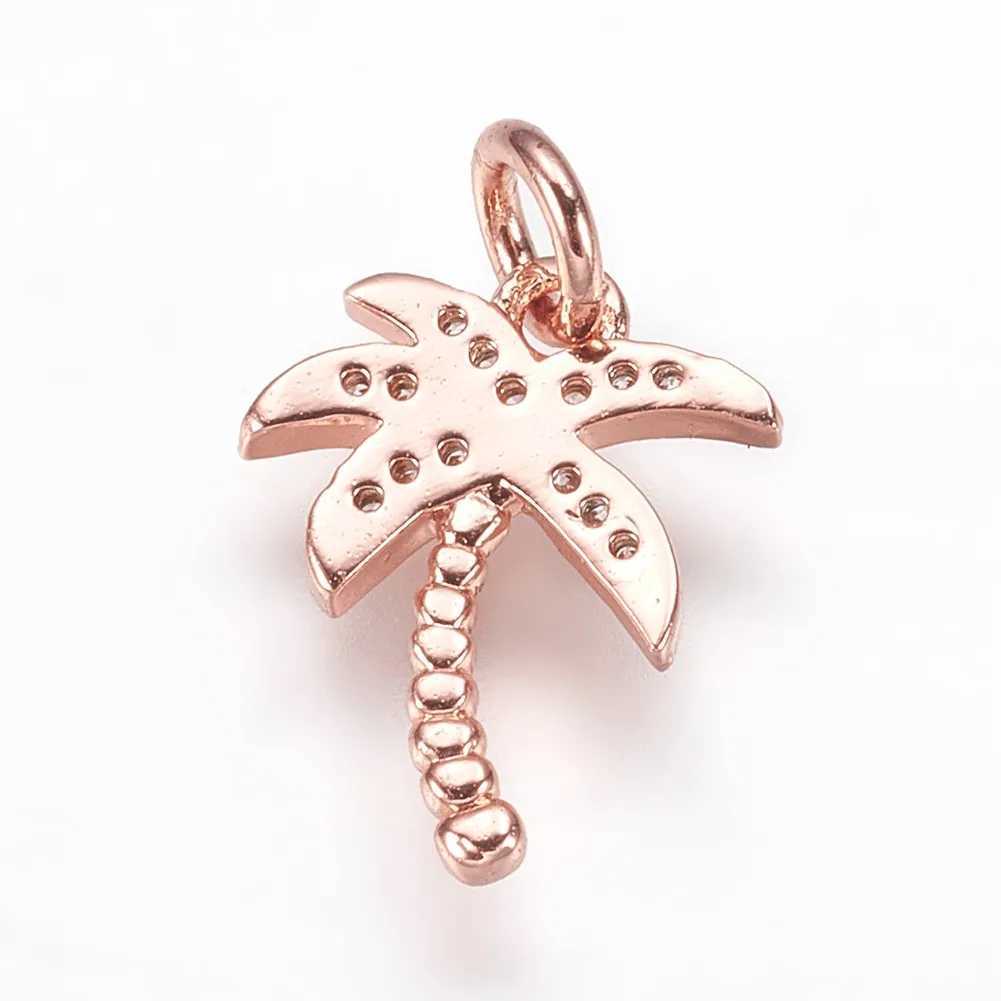 Pandahall 5pcs Coconut Tree Brass Micro Pave Cubic Zirconia Pendants Charms With Jump Ring For Necklace Bracelet Jewelry MakingXJ250517