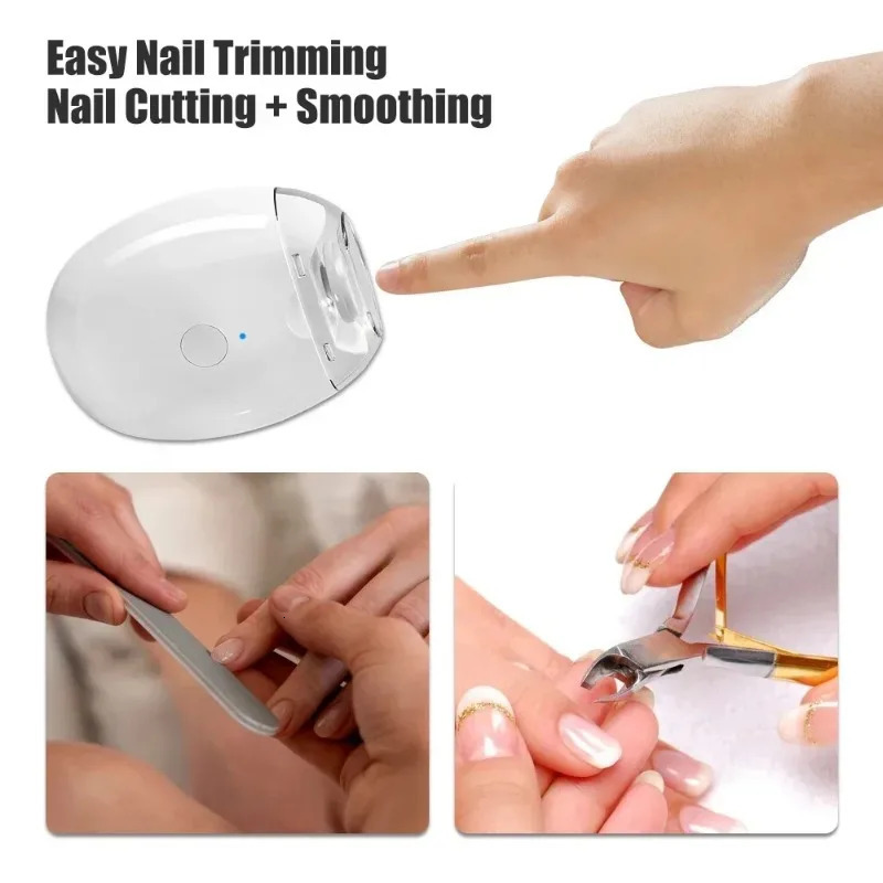 2 IN 1 Electric Nail Clipper Cutter With LED Light Automatic Nail Grinder Trimmer For Baby Adult Mini Manicure Tools Nail Care 250517