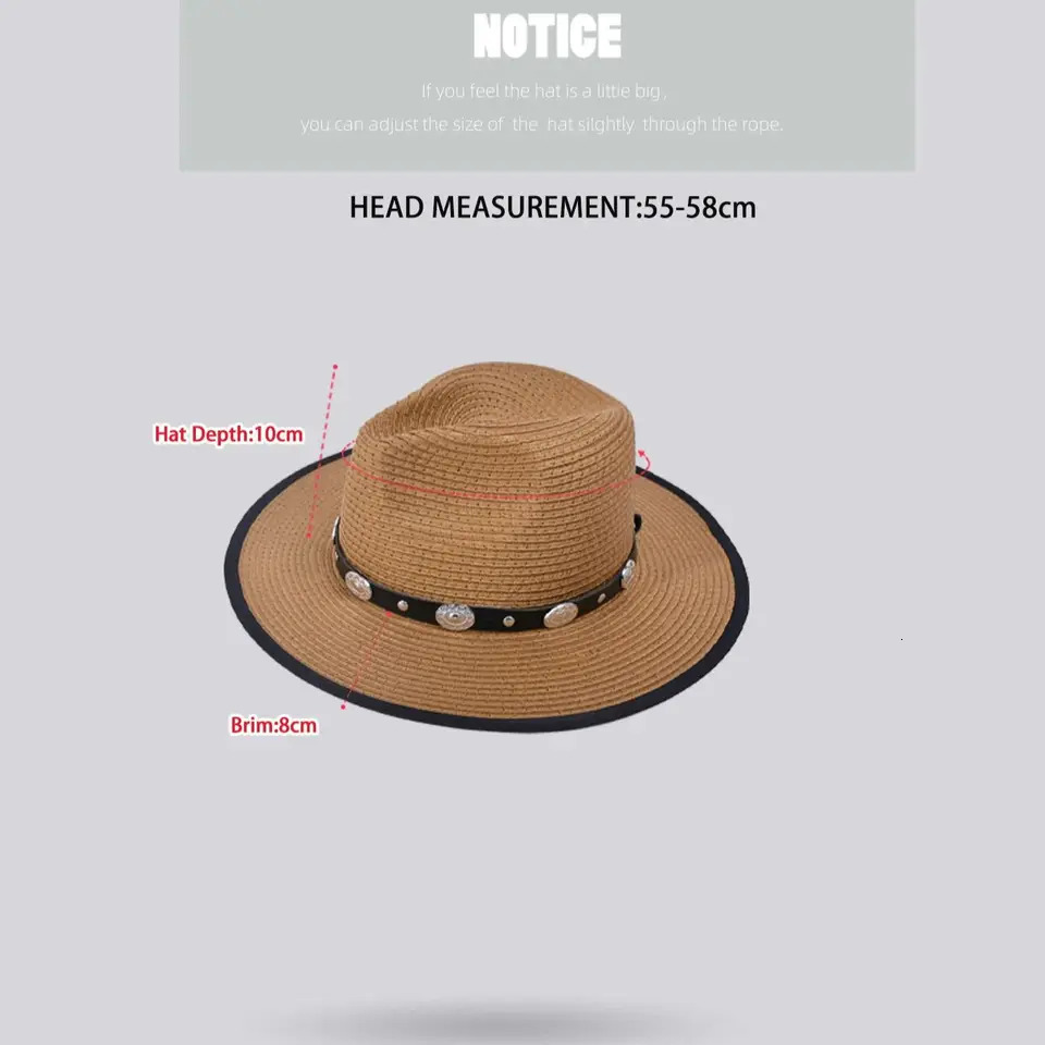 8771Summer sun hat with sun protection straw for men and women outdoor large shade hat British cowboy hat French vintage top hat 250516
