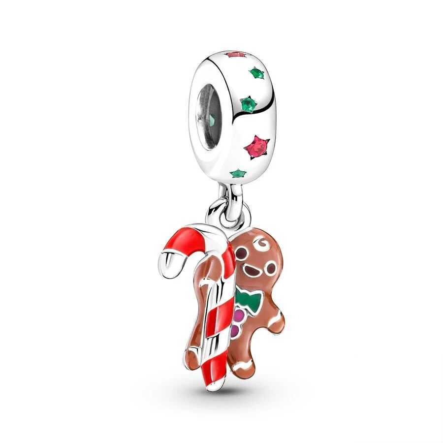 Christmas Collection Gingeread Man Elk Snowman Charm Beads Fit Original 925 Sterling Silver Bracelet DIY Jewelry GiftXJ250517