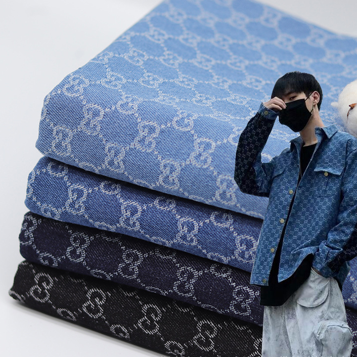 Brand jacquard fabric dress shirt fabric with English letters european custom brand designer series alphabet pattern fabric for skirt pants clothes sewing