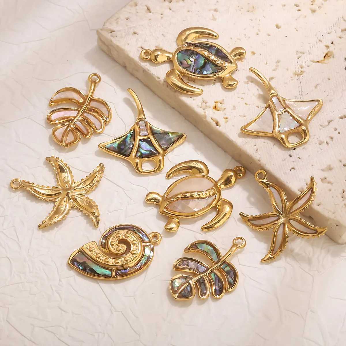 2pcs Stainl Steel Color Shell Turtle Manta Stew Pendant Accories Charm DIY Necklace Bracelet Jewelry Manufacturing SupplieXJ250517
