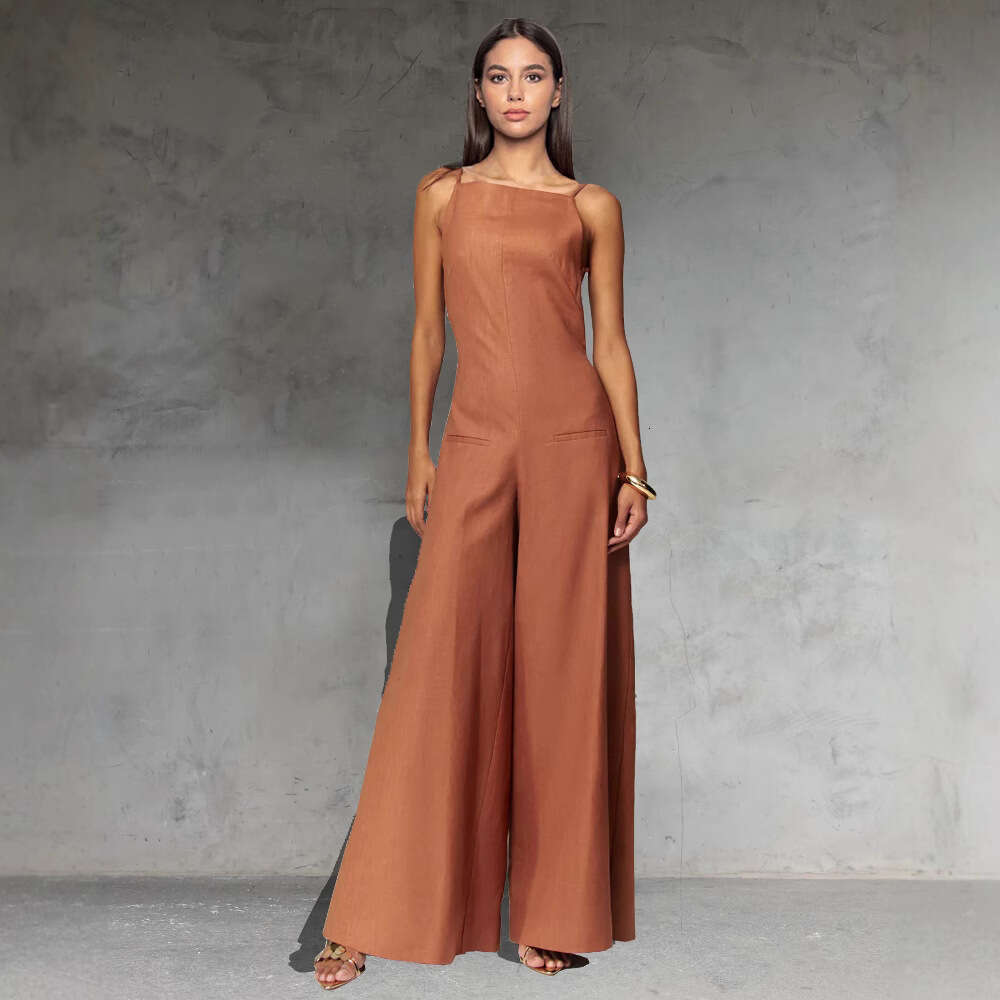Wide Leg Jumpsuit Spring Summer New Sling Sleeveless INS Loose Vacation Jumpsuit Wide Leg Pants For Women