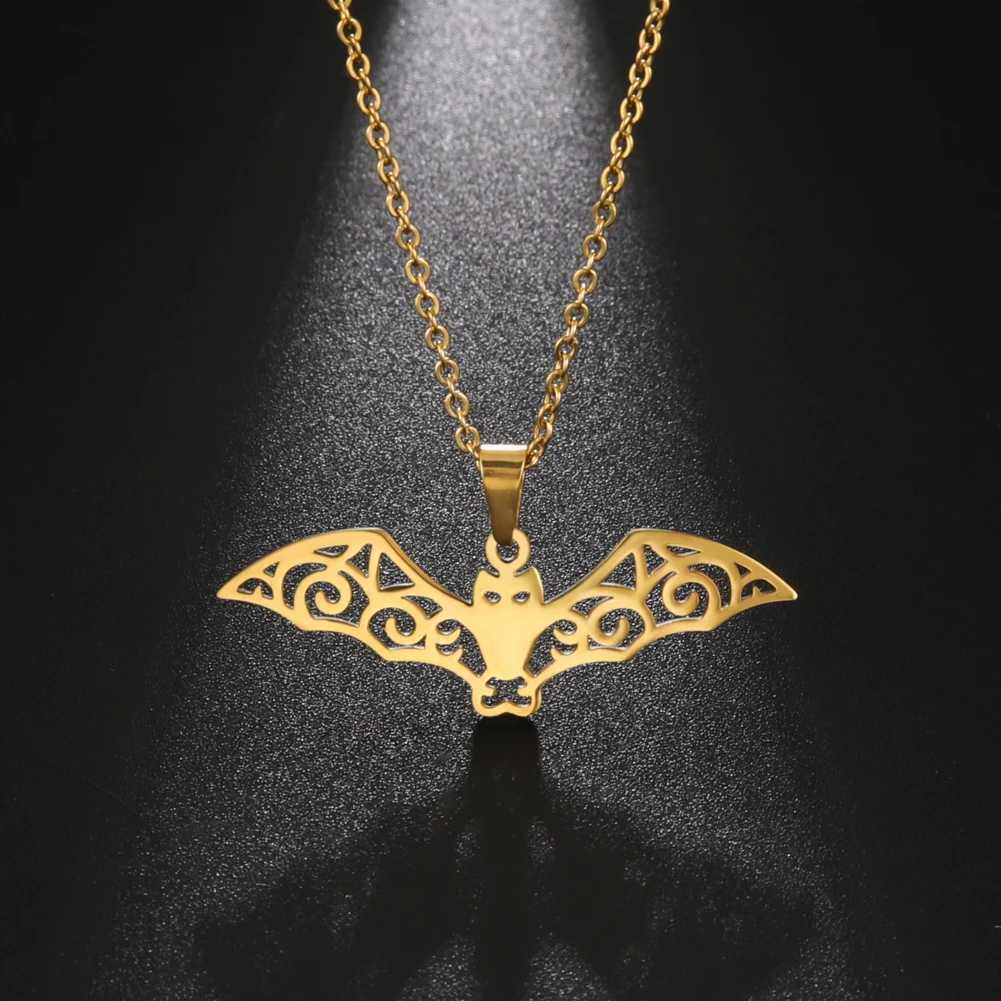EUEAVAN 5pcs Halloween Pendants Stainl Steel Bat Pendant for Necklace DIY Bulk Charms Jewelry Making Supplies WholesaleXJ250517