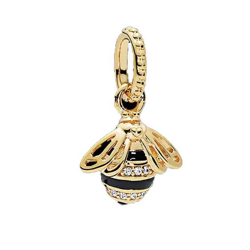 Sparkling Bee Gold Cicada Pendant Bee Embraces Heart Gem Charm Bead Fit Original European 925 Silver Bracelet DIY Jewelry GiftXJ250517