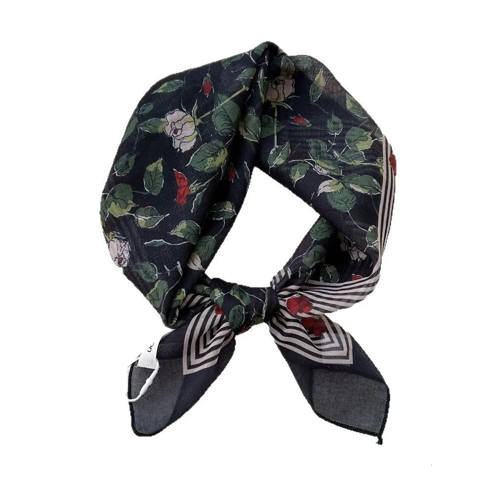 55cm Girls Cotton Linen Ladies Square Scarf for Women Korean Chic Headband Fashion Decorative Hairband Floral Scarf Accessorries 250516