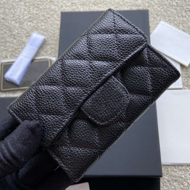 Luxury flip change women's classic bag, diamond shaped caviar, cowhide leather, real leather business holder, credit card zero wallet