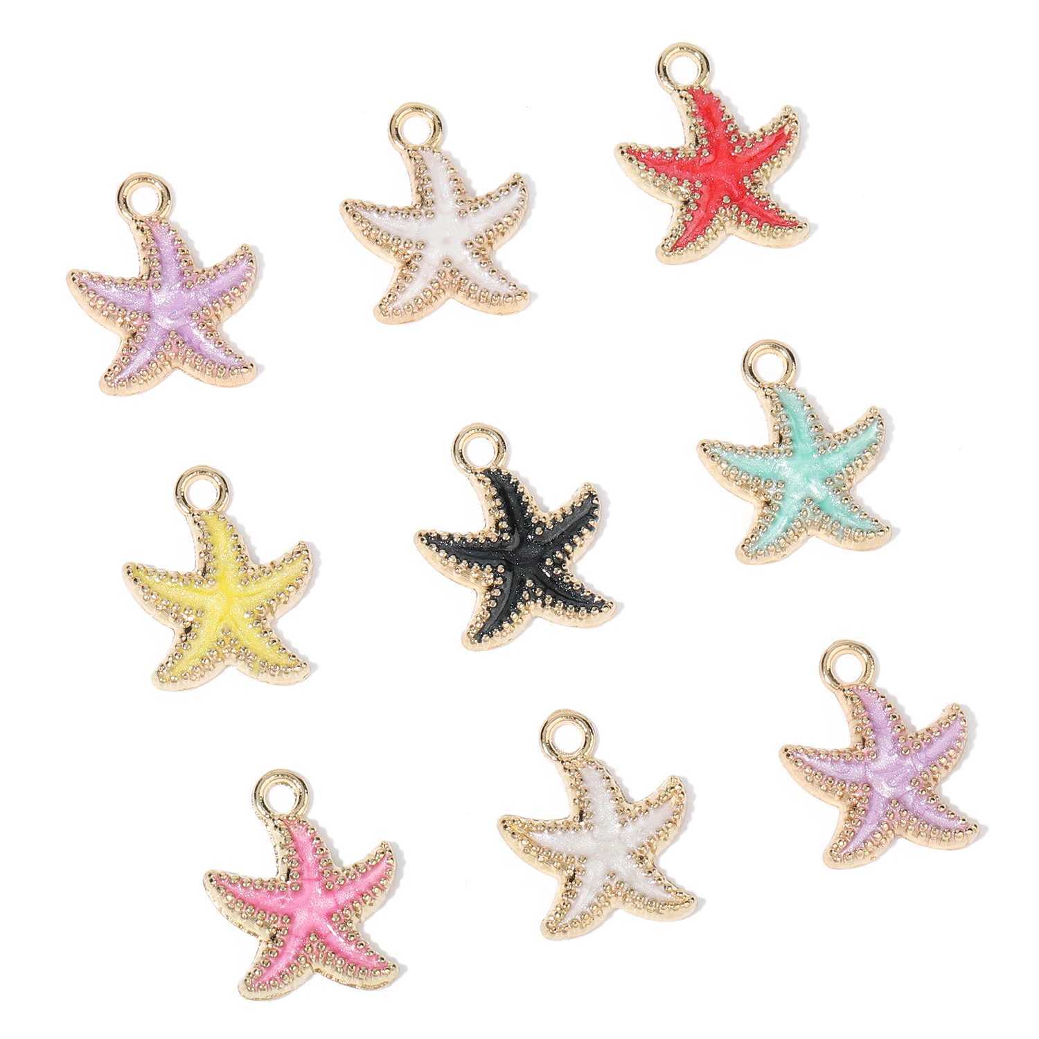 10pcs/lot 18x15mm Colorful Small Starfish She Pendants Stainl Steel Charms For Jewelry Making Diy Bracelet AccoriesXJ250517
